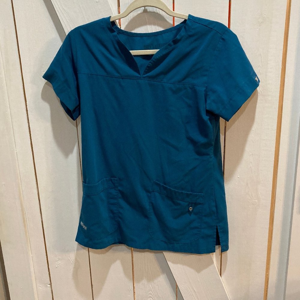Grey's Anatomy blue V neck scrub top small